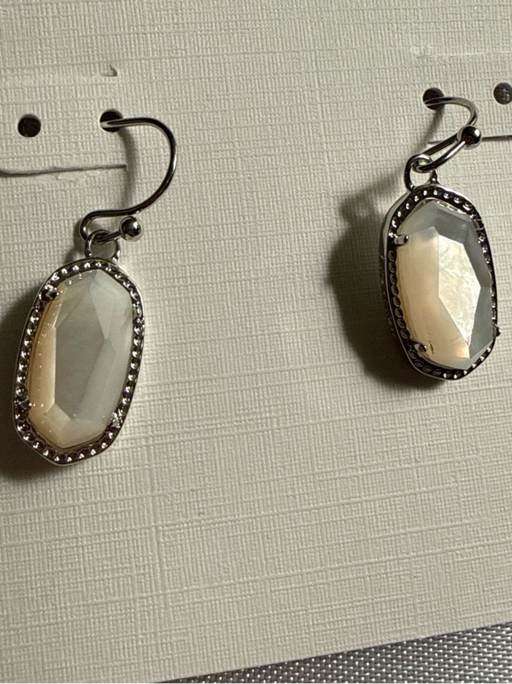 Silver Drop Earrings in Ivory Mother-of-Pearl
